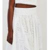 imagechouyatou Womens Hollow Out Eyelet Maxi Boho Skirt Back Smocked Waist Lace Floral Flowy Long Skirt with PocketsWhite