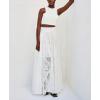 imagechouyatou Womens Hollow Out Eyelet Maxi Boho Skirt Back Smocked Waist Lace Floral Flowy Long Skirt with PocketsWhite