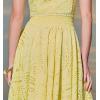 imagechouyatou Womens Hollow Out Eyelet Maxi Boho Skirt Back Smocked Waist Lace Floral Flowy Long Skirt with PocketsYellow