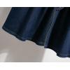 imagechouyatou Womens Retro Button Elastic Waist Denim Skirt ALine Pleated Midi Long Jean Skirt with PocketsDark Blue