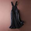 imagechouyatou Womens Sleeveless Denim Splicing Tulle Tutu Overall Dress Puffy Mesh Maxi Bib Jumper DressBlack
