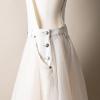 imagechouyatou Womens Sleeveless Denim Splicing Tulle Tutu Overall Dress Puffy Mesh Maxi Bib Jumper DressWhite