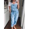 imagechouyatou Womens Summer Adjustable Strap Denim Overall Sleeveless Drawstring Waist Jeans JumpsuitLight Blue
