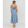 imagechouyatou Womens Summer Sleeveless Spaghetti Strap Smocked Denim Dress Sexy V Neck A Line Jean Midi DressBlue