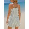 imagechouyatou Womens Summer Striped Wide Leg Short Overall Adjustable Spaghetti Strap Beach Jumpsuit ShortsGreen