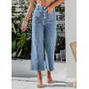 imagechouyatou Womens Y2k Buttoned Wide Leg Cropped Jeans High Waisted Capri Denim PantsLight Blue