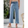 imagechouyatou Womens Y2k Buttoned Wide Leg Cropped Jeans High Waisted Capri Denim PantsLight Blue