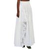 imagechouyatou Womens Hollow Out Eyelet Maxi Boho Skirt Back Smocked Waist Lace Floral Flowy Long Skirt with PocketsWhite