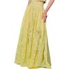 imagechouyatou Womens Hollow Out Eyelet Maxi Boho Skirt Back Smocked Waist Lace Floral Flowy Long Skirt with PocketsYellow