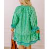 imagechouyatou Womens Floral Printed Ruffle Hem Babydoll Mini Dress Boho Loose Fit Beach Vacation Short DressGreen