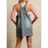 imagechouyatou Womens Summer Adjustable Strap Mini Denim Overall Dress Cute Tunic Dress ALine Short Jean DressBlue
