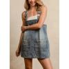 imagechouyatou Womens Summer Adjustable Strap Mini Denim Overall Dress Cute Tunic Dress ALine Short Jean DressBlue