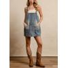 imagechouyatou Womens Summer Adjustable Strap Mini Denim Overall Dress Cute Tunic Dress ALine Short Jean DressBlue
