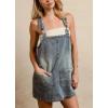 imagechouyatou Womens Summer Adjustable Strap Mini Denim Overall Dress Cute Tunic Dress ALine Short Jean DressBlue