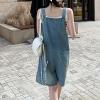 imagechouyatou Womens Summer Casual Loose Adjustable Straps Shorts Denim Overall Romper Bib Jeans ShortallsDark Blue