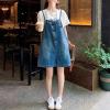 imagechouyatou Womens Summer Casual Loose Adjustable Straps Shorts Denim Overall Romper Bib Jeans ShortallsLight Blue