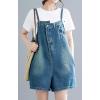 imagechouyatou Womens Summer Casual Loose Adjustable Straps Shorts Denim Overall Romper Bib Jeans ShortallsLight Blue