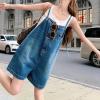 imagechouyatou Womens Summer Casual Loose Adjustable Straps Shorts Denim Overall Romper Bib Jeans ShortallsLight Blue