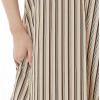 imagechouyatou Womens Summer Loose Fit Striped Midi Beach Dress Button Down Short Puff Sleeve Long Shirt DressBrown