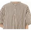 imagechouyatou Womens Summer Loose Fit Striped Midi Beach Dress Button Down Short Puff Sleeve Long Shirt DressBrown