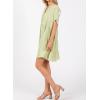 imagechouyatou Womens Summer Short Sleeve Midi Dress Casual Loose Notch VNeck Striped Short Tiered DressGreen