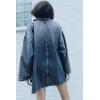 imagechouyatou Womens Y2k Lapel Collar 12 Zip Up Denim Shirt Dress Pullover Frayed Casual Mini Short Jean DressBlue