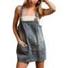 imagechouyatou Womens Summer Adjustable Strap Mini Denim Overall Dress Cute Tunic Dress ALine Short Jean DressBlue