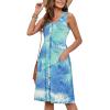 imageMOLERANI Women Summer Dresses Sleeveless Casual Loose Swing Button Down Midi Dress with PocketsDyed Blue Green White