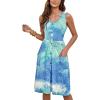 imageMOLERANI Women Summer Dresses Sleeveless Casual Loose Swing Button Down Midi Dress with PocketsDyed Blue Green White