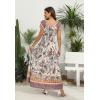 imageOSTOO Womens 2025 Summer Short Sleeves Boho Floral Print Tiered Casual Flowy Long Maxi DressApricot Cashew Floral