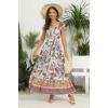 imageOSTOO Womens 2025 Summer Short Sleeves Boho Floral Print Tiered Casual Flowy Long Maxi DressApricot Cashew Floral