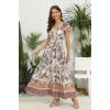 imageOSTOO Womens 2025 Summer Short Sleeves Boho Floral Print Tiered Casual Flowy Long Maxi DressApricot Cashew Floral
