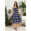 imageOSTOO Womens 2025 Summer Short Sleeves Boho Floral Print Tiered Casual Flowy Long Maxi DressBlue Plaid Gradient