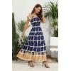 imageOSTOO Womens 2025 Summer Short Sleeves Boho Floral Print Tiered Casual Flowy Long Maxi DressBlue Plaid Gradient