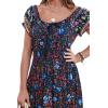 imageOSTOO Womens 2025 Summer Short Sleeves Boho Floral Print Tiered Casual Flowy Long Maxi DressDark Blue