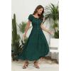 imageOSTOO Womens 2025 Summer Short Sleeves Boho Floral Print Tiered Casual Flowy Long Maxi DressDark Green