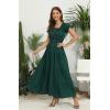 imageOSTOO Womens 2025 Summer Short Sleeves Boho Floral Print Tiered Casual Flowy Long Maxi DressDark Green