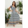 imageOSTOO Womens 2025 Summer Short Sleeves Boho Floral Print Tiered Casual Flowy Long Maxi DressFloral Blue