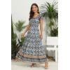 imageOSTOO Womens 2025 Summer Short Sleeves Boho Floral Print Tiered Casual Flowy Long Maxi DressFloral Blue