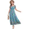 imageOSTOO Womens 2025 Summer Short Sleeves Boho Floral Print Tiered Casual Flowy Long Maxi DressFloral Green