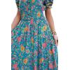 imageOSTOO Womens 2025 Summer Short Sleeves Boho Floral Print Tiered Casual Flowy Long Maxi DressFloral Green