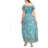 imageOSTOO Womens 2025 Summer Short Sleeves Boho Floral Print Tiered Casual Flowy Long Maxi DressFloral Green