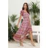 imageOSTOO Womens 2025 Summer Short Sleeves Boho Floral Print Tiered Casual Flowy Long Maxi DressFloral Purple