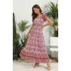 imageOSTOO Womens 2025 Summer Short Sleeves Boho Floral Print Tiered Casual Flowy Long Maxi DressFloral Purple