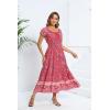 imageOSTOO Womens 2025 Summer Short Sleeves Boho Floral Print Tiered Casual Flowy Long Maxi DressFloral Red