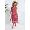 imageOSTOO Womens 2025 Summer Short Sleeves Boho Floral Print Tiered Casual Flowy Long Maxi DressFloral Red