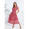 imageOSTOO Womens 2025 Summer Short Sleeves Boho Floral Print Tiered Casual Flowy Long Maxi DressFloral Red