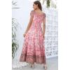 imageOSTOO Womens 2025 Summer Short Sleeves Boho Floral Print Tiered Casual Flowy Long Maxi DressFlowers Pink