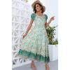 imageOSTOO Womens 2025 Summer Short Sleeves Boho Floral Print Tiered Casual Flowy Long Maxi DressGreen Flower