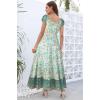 imageOSTOO Womens 2025 Summer Short Sleeves Boho Floral Print Tiered Casual Flowy Long Maxi DressGreen Flower